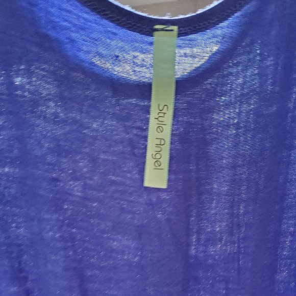 Style Angel Blue & Coral Spring Tank Dress Size M - Picture 2 of 4